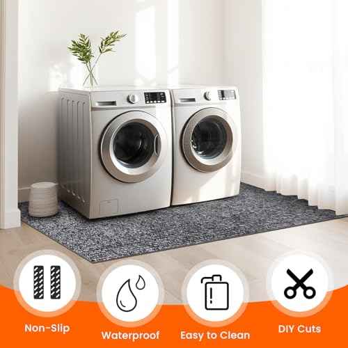 9mm Thickened Under Washing Machine Mat 63" L x 36" W Shock Absorbing Noise Reducing Non-Slip TPE Backing Floor Mat Freely Cut for Refrigerator Washer Dryer Portable Air Conditioner Floor Protection