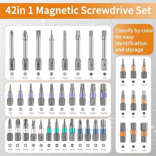 42 in 1 Magnetic Ratchet Screwdriver Set, Multi Bit DIY Magnetic Screwdriver Set with Detachable Ratchet Handle, Portable Precision Repair Tool Kit for Furniture, Electronics, Bicycle