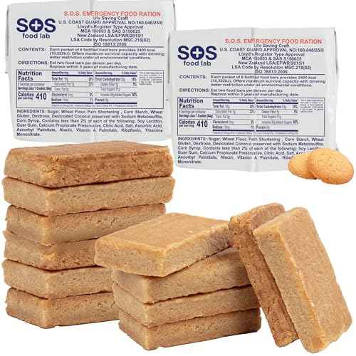 SOS Food Lab Emergency Food Bar - 2400 Calorie Ration (2 Pack Shortbread Cookie) - 2 Day/48 Hour Ready to Eat Supply for Camping, Hiking, Disaster Preparedness - 5 Year Shelf Life Energy Survival Food
