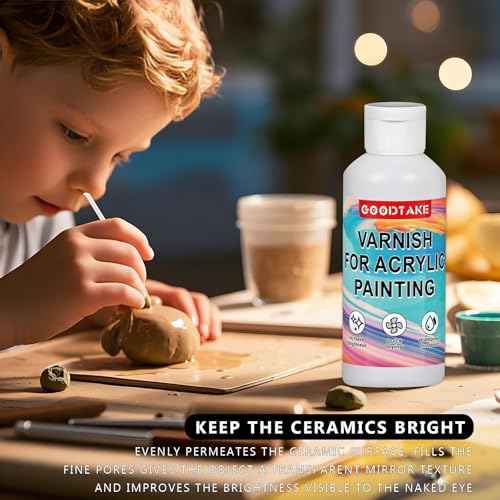GOODTAKE Varnish for Acrylic Painting, Polycrylic Clear Gloss, Gloss Varnish for Clay, Acrylic, Paint, Diamond Painting, Wood - Non-Yellowing, Non-Toxic, Polyurethane Clear Gloss (2 Ounces)