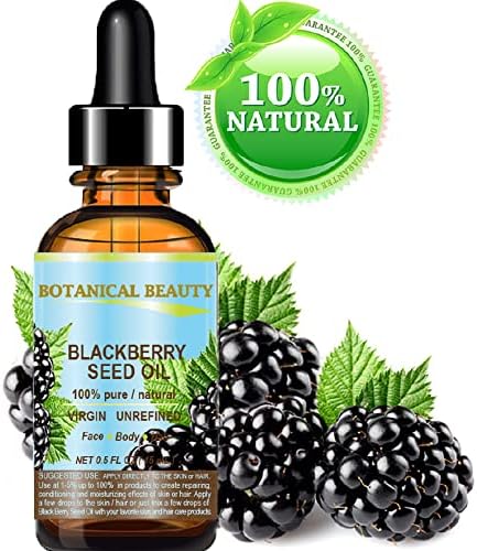 Botanical Beauty BLACKBERRY SEED OIL 100% Pure Natural Virgin Unrefined. Cold Pressed Undiluted Carrier Oil for Face, Skin, Body, Hair, Anti-Aging Face Oil (0.5 Fl Oz)