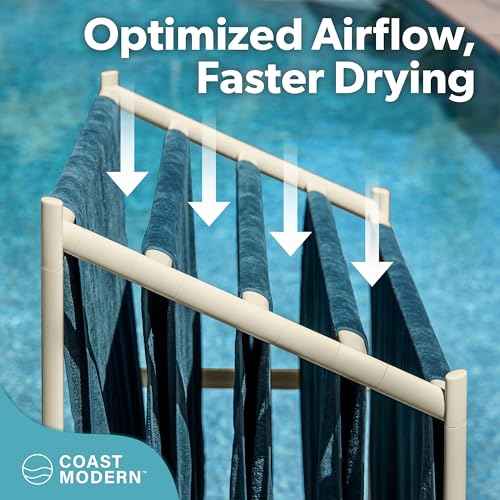 Coast Modern Pool Towel Rack ? Choose Your Color - Outdoor & Indoor 5 Beach Towel PVC Drying Rack