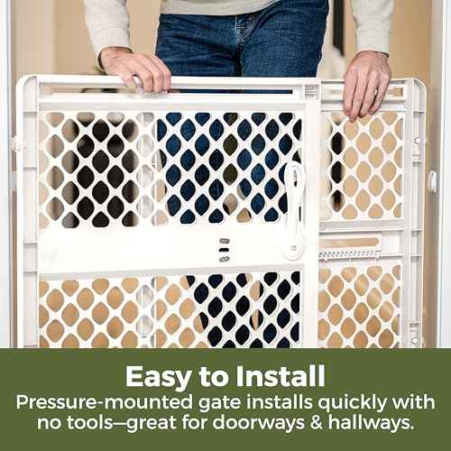 Toddleroo by North States - Renew 100% Recycled Plastic Baby Gate for Doorway; Sturdy for Indoor & Outdoor Use: Pressure Mounted, No Drill Gate; Made in USA; 26" to 42" Wide, 26" Tall; Pure White