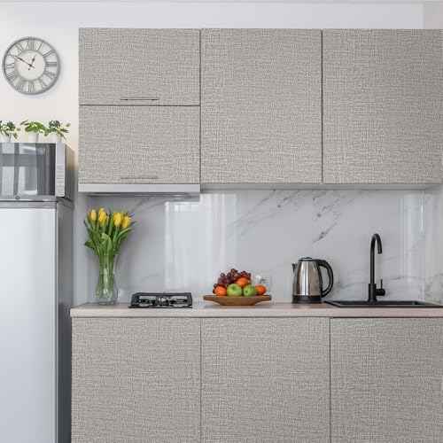 WADILE Wallpaper Peel and Stick for Cabinets and Removable Wall Paper, Texture Adhesive Removable Contact Paper for Bathroom Garage Living Room 78.7¡È ¡¿ 15.8¡È Light Grey