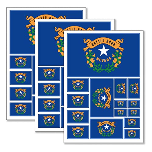 QQSD Nevada Flag Sticker Decal in Multiple Sizes, 3 Pack, 11.7 x 8.3 Inches