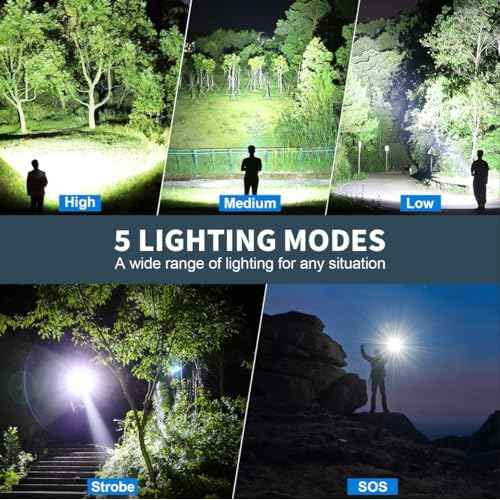 Rechargeable Led Flashlights high lumens, 2 Packs 99000 Lumen Super Bright Flashlight with 5 Modes, Powerful Waterproof Flash Light for Home,Emergencies,Camping