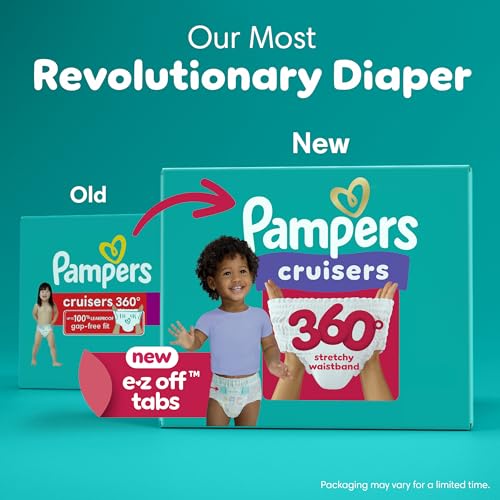 Pampers Diapers - Cruisers 360 - Size 6, 104 Count, Babyproof up to 100% Leakproof Pull-On Diaper