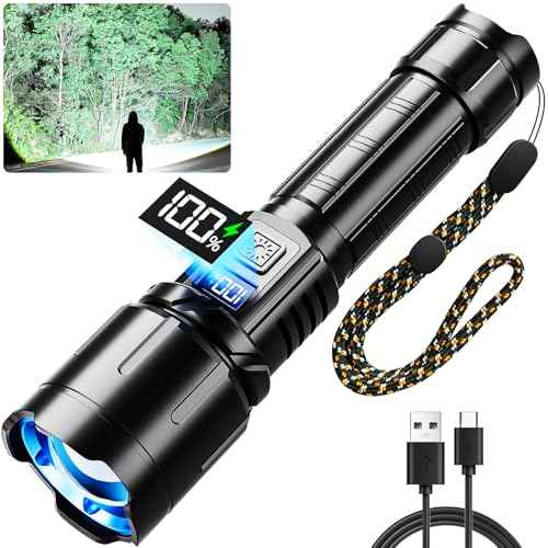 Rechargeable Flashlight 99000 High Lumens, LED Super Bright Flash Light, Tactical Flashlights with LCD Power Display, 6 Modes, Waterproof, Brightest Flashlight for Emergencies Camping