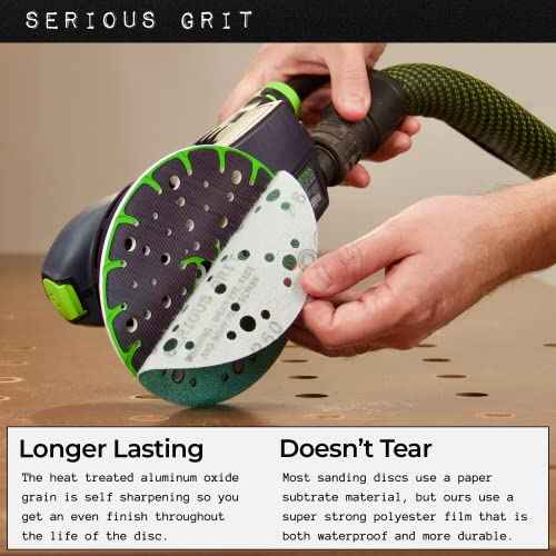 Serious Grit - 6-Inch 49-Hole High Grit Sanding Discs Assortment - 320, 400, 600, 800, 1000 Grit (10 of Each) - Wet Dry Hook & Loop Film Discs - Sandpaper for Random Orbital Sanders - 50 Pack Box