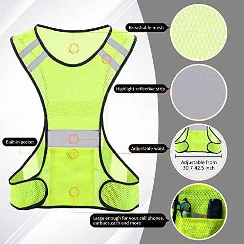 TCCFCCT Reflective Running Vest, High Visibility Running Gear with Large Pocket