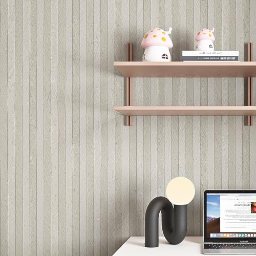 Livelynine Striped Wallpaper Peel and Stick Bedroom Cream Tan and White Stripe Wall Paper for Bathroom Waterproof Contact Paper for Countertops Table Desk Cover Kitchen Cabinet Vinyl Wrap 15.8x78.8