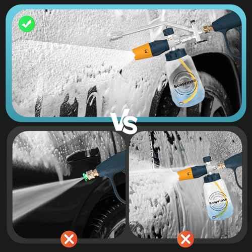 Sooprinse Pressure Washer Foam Cannon with Short Pressure Washer Gun, Dual Connector Accessory, Snow Soap Attachment for Car Wash, 5 Nozzles Tips with 1/4¡± Quick Connect£¬ 4000 PSI