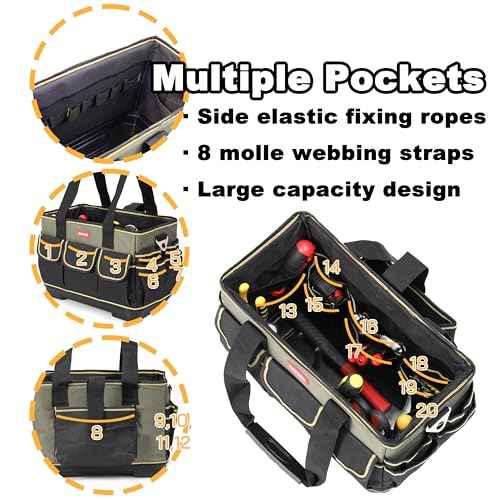 Tote Bag Organizer - 15 Inch Electrical & HVAC Tool Caddy, Tool Bags for Electricians & Maintenance Professionals