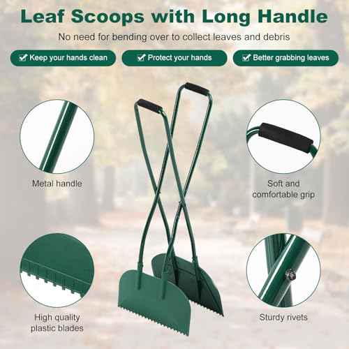 Leaf Grabber and Adjustable Metal Rake Set with Long Handle, 79-Gallon Reusable Yard Waste Bags & Gloves ? Complete Leaf Collector Tool Kit