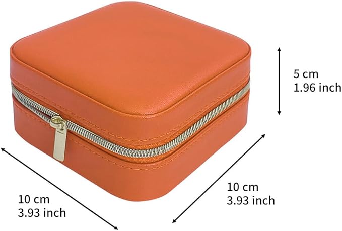 Jewelry Travel Case with Mirror,Small Travel Jewelry Organizer, Portable Jewelry Box Travel Mini Organizer Portable Display Storage Box for Rings Earrings Necklaces (Orange)