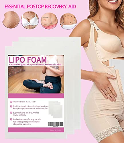 Lipo Foam Pads for Post Surgery, 3 Pack BBL Abdominal Foam Pads Boards Help Out When Using Ab Board Compression Garments Tummy Tuck,Liposuction Surgery Foam Sheet for Recovery 8" x 11"