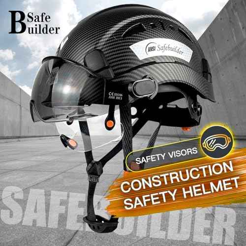 Industrial Safety Helmet with Visor ABS Hard Hat with Visor Adjustable Ventilation Hardhats Construction Head Protection ANSI Z89.1