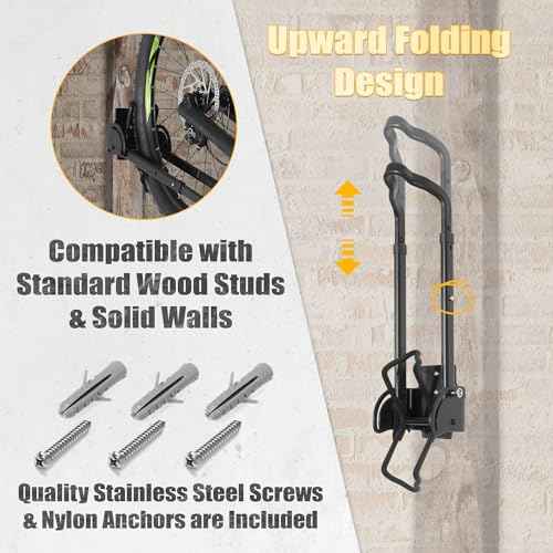 CyclingDeal Swivel Bike Wall Mount Rack - Vertical Adjustable Foldable Bicycle Parking Rack with Wheel Holder - for 20"-29" MTB 700C Road Bikes Home Garage Storage