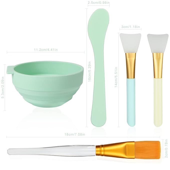 Face Mask Mixing Bowl Set, 5 in 1 DIY Facemask Mixing Tool Kit with Facial Mask Bowl Stick Spatula Silicone Face Mask Brush & Premium Soft Face Brushes
