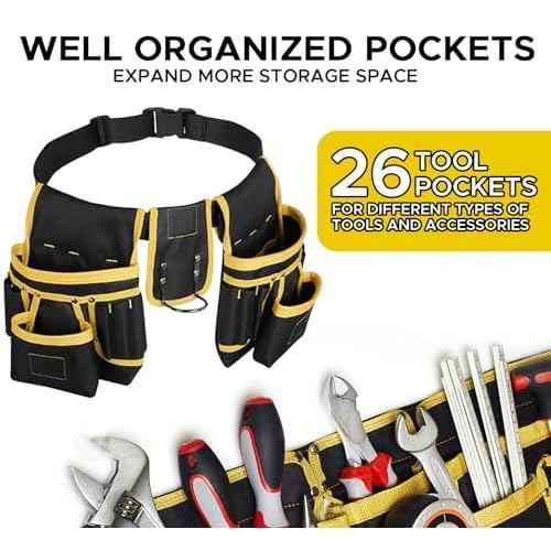 Tool Belt, Multi-function repair tool belt, With adjustable function, Magnetic Tool Belts, Heavy Duty Tool Pouch 26 Pockets, Also suitable for electricians, Carpenters, Builders and so on, Juiblai