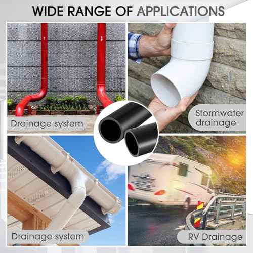 Landical 2 Pcs 1.5 Inch x 2 ft Black ABS Pipe DWV Drain Pipe Plastic Fittings for Drain Waste and Vent