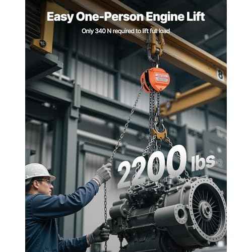 VEVOR Hand Chain Hoist, 1 Ton 2200 lbs Capacity, Manual Chain Block with Upgrade G80 Galvanized Chain, 10 ft Lifting Height, Heavy Duty Pulley Hoist for Garage Warehouse Automotive Machinery, Orange