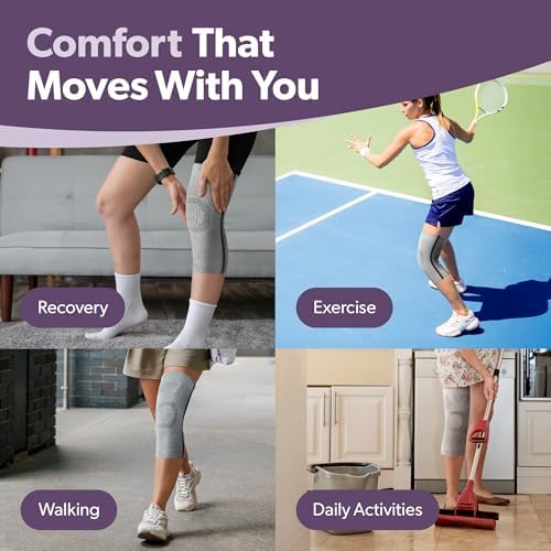 BraceAbility Knee Compression Sleeve - Knit Knee Pain Brace for Men and Women, Arthritis Relief, Meniscus Tear, Running, Workout, Sports, Swelling, Athletic Support for Joint Stability (XS/S Gray)