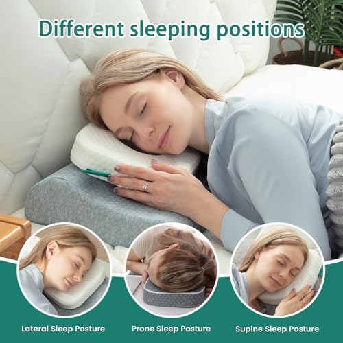 Ear Pillow with Ear Piercing for Side Sleeping, Ear Hole Memory Foam Donut Pillows for Ear Pain CNH Earring Pierced Pillow, Square, White
