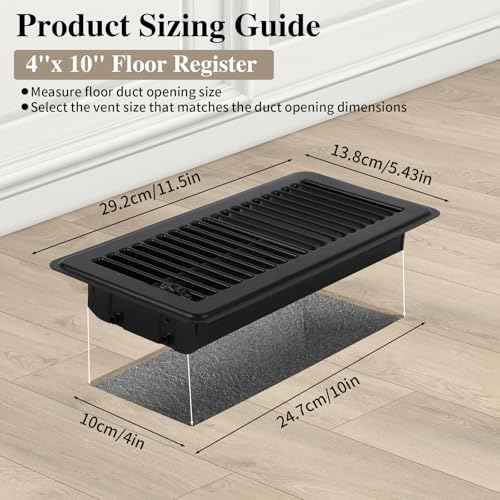 12 Pcs Black Floor Vents 4x10 Heavy Duty Metal Floor Vent Covers Vent Covers for Home Floor with Adjustment Damper Rust Proof Finish for Home Office Wall Floor Registers Grilles and Vents