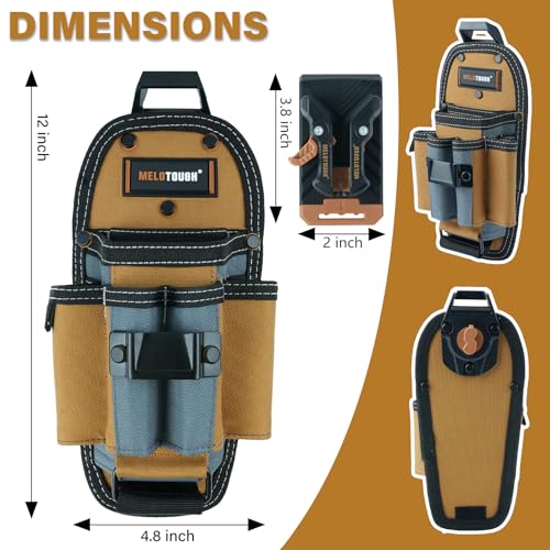 MELOTOUGH 7-Pocket Technician Pouch-Small Pocket Tool Belt Pouch with Belt Clip,Clip on Larger Pockets & Loop, Clip on-Tool Holder Accessory