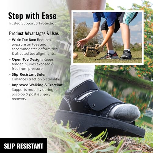 Wedge Post-Op Shoe, Medical Offloading Shoes for Toe Injuries, Surgical and Orthopedic Boot for Foot, Plantar Fasciitis, Bunion, Hammertoe, Broken Toe Support for Men and Women, Size XS