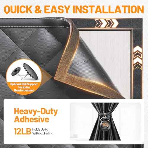 Magnetic Insulated Sliding Door Curtain Fits 72"x80" - Thermal French Door Cover for Winter with Clear Window, Patio Doors Insulation Kit & Doors Draft Stopper for Sliding Glass French Doorway - Black