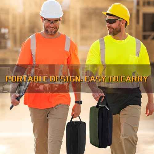 Eccliy 4 Pack Tool Pouch Canvas Zipper Pouch 12 Inch Small Tool Bags with Handle Dual Compartments Utility Bag Toolboxes for Men Electrician Mechanic Tools Storage(Black, Khaki, Army Green, Gray)