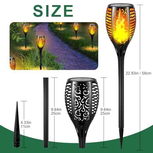 Upgraded Larger Solar Lights Outdoor - 6 Pack 51 LED Solar Torch Lights with Flickering Flame for Garden Decor Higher 23" Yard Lighting Waterproof Tiki Torches for Outside Lawn Patio Pathway