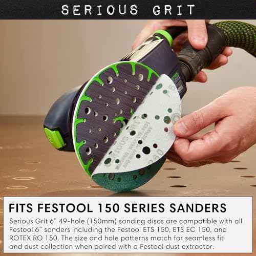 Serious Grit - 6-Inch 49-Hole High Grit Sanding Discs Assortment - 320, 400, 600, 800, 1000 Grit (10 of Each) - Wet Dry Hook & Loop Film Discs - Sandpaper for Random Orbital Sanders - 50 Pack Box