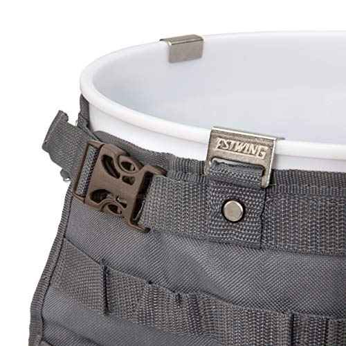 Estwing 28-Compartment 5-gallon Bucket Tool Organizer/Tool Bag, Durable Polyester, Heavy-Duty Steel Hangers, Zippered Pocket, 16 Open-top Pockets, 11 Tool Loops, Buckle Security Strap