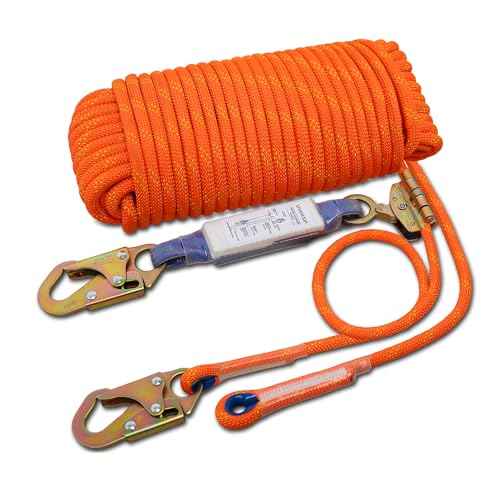 Fall Protection Safety Rope 25ft Heavy Duty Vertical Roofing Grab Snap Hook Shock Absorber Fall Protection Line Kit Restraint System Roofing Safety Equipment(25FT)