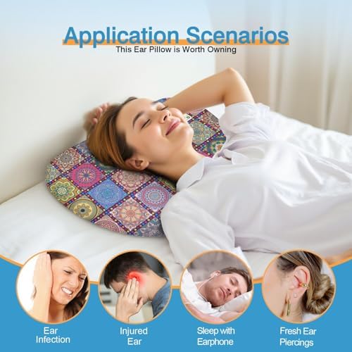 Ear Piercing Pillow for Side Sleepers with Washable Cover Pillows with Holes for Ear Pain,Donut Pillow for Adults CNH Ear Pain Relief Pressure Sores Ear Pillow with Hole in Center