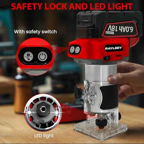 Cordless Wood Router Trimmer for Milwaukee M18 Battery, 6 Speeds Wood Trimmer Set, 800W 30000 RPM Brushless Motor Hand Palm Router with 15pcs 1/4"Shank Router Bits for Woodworking,Slotting(NO Battery)