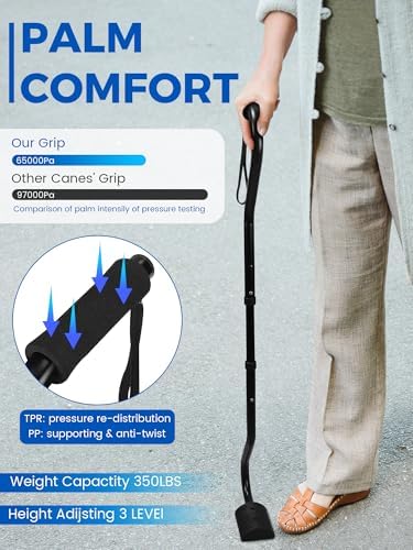 Walking Cane, Stair Climbing Cane for Women/Men for Leg Lifter Adjustable Assist Canes with Large Footrest for Relaxed and Walk Up and Down Stairs