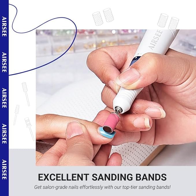 AIRSEE Sanding Bands for Electric Nail Drill 100 Piece Set 120 Grit Coarse Acrylic File Attachments Professional 1 Sander Mandrel Bit Beauty Salon Accessories Manicure and Pedicure Finger Callus Pink