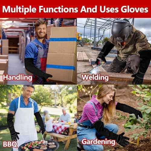 Animal Handing Gloves Bite Proof,Leather Welding Gloves,Multipurpose Puncture Proof Glove for Dog,Cat,Reptile,Snake