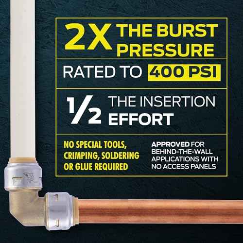SharkBite Max Shower and Tub Connection Kit, Push to Connect Brass Plumbing Fittings, PEX Pipe, Copper, CPVC, PE-RT, HDPE, UR25567