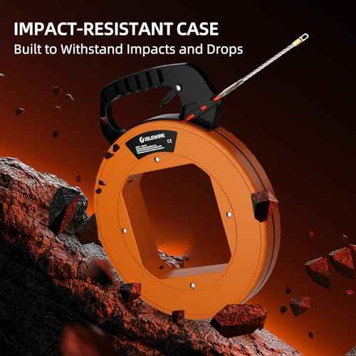 125 ft Electrical Fish Tape, 3/16-inch PET Wire Puller with Optimized Housing and Ergonomic Handle, Flexible Non-Conductive Cable Puller Tool with Steel Leader for Walls and Conduit