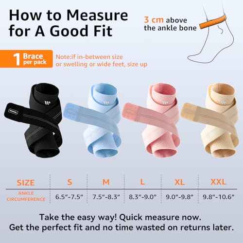 Flat Knitting Ankle Brace For Women&Men, 7-Zone Dynamic Compression Sleeve w/Flex Strap,Foot Support For Sports, Sprained Ankle, Achilles Tendonitis, Plantar Fasciitis Relief(Pack of1) M,Nude