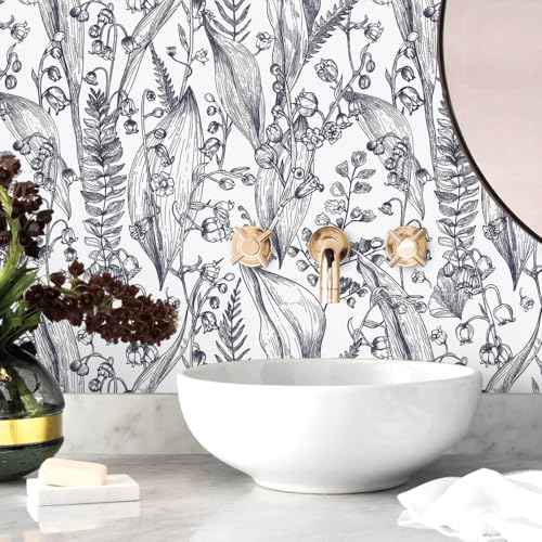 Livebor Peel and Stick Wallpaper - Boho Floral Leaf Contact Paper - 15.7"x196.8" Self-Adhesive Removable Decorative