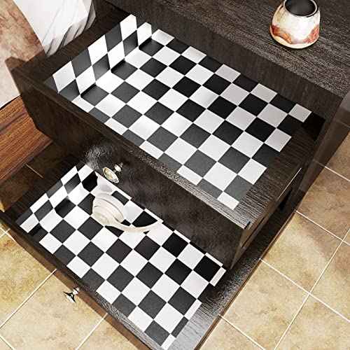 YENHOME Self Adhesive Checkered Wallpaper Modern Black and White Contact Paper Peel and Stick Countertops Waterproof Removable Wallpaper for Bathroom Kitchen Backsplash Countertop Cabinet 17.7"X80"