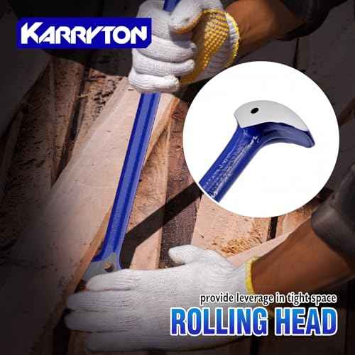 Rolling Head Pry Bar Set (6", 12", 16", 20") ? 4-Piece Heavy Duty Ladyfoot Pry Bars in Molded Plastic Case, Heat-treated Alloy Steel for Automotive, Construction & Demolition