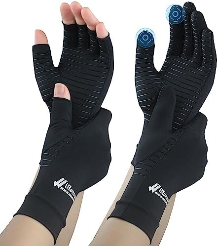 Big Mango 2 Pairs Pack Copper Arthritis Gloves, Compression Gloves for Women Men Relieve Pain from Rheumatoid Arthritis, Carpal Tunnel, Swelling, Everyday Hands Support (Open Finger + Full Finger, L)