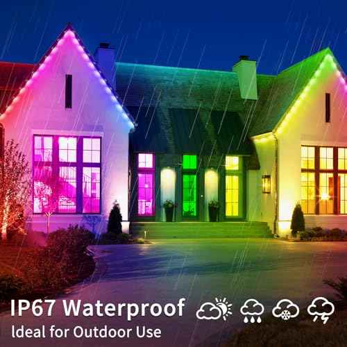 100ft Permanent Outdoor Light,RGB Eaves Lights with App Control Remote,DIY IP67 Waterproof Under Eave Lighting,Outside led Lights for Christmas,Garden,House Decorations